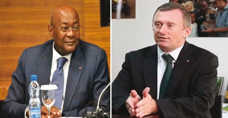 Les ministres Pacôme Moubelet Boubeya et Lee White.