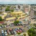 Panoramic of a square with cars in the African city of Libreville, capital of Gabon