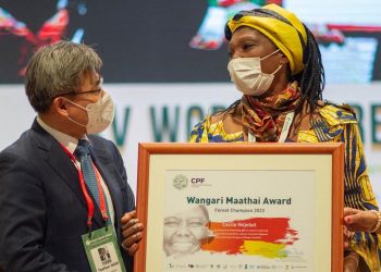 L'activiste camerounaise Cécile Ndjebet, lauréate du prix Wangari Maathai Forest Champions 2022.