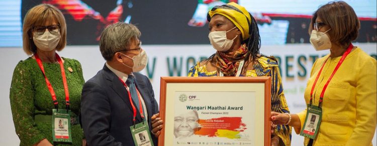 L'activiste camerounaise Cécile Ndjebet, lauréate du prix Wangari Maathai Forest Champions 2022.