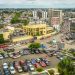 Panoramic of a square with cars in the African city of Libreville, capital of Gabon