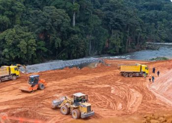 Une vue aérienne du chantier