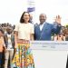 Le président de la République, Ali Bongo Ondimba lors de l’annonce officielle de sa candidature pour la présidentielle du 26 août 2023, le 09 juillet 2023 dans la ZIS de Nkok.