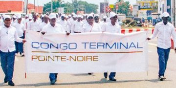 Fête du travail : Plus de 150 employés de Congo Terminal ont défilé à la place de la gare