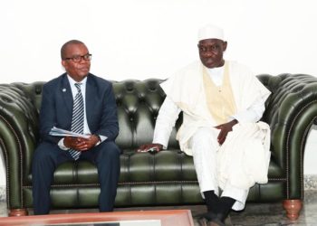 Le Directeur du bureau sous-régional pour l’Afrique centrale de la CEA, Jean Luc Mastaki et le ministre camerounais de l’Economie, Alamine Ousmane Mey DR.