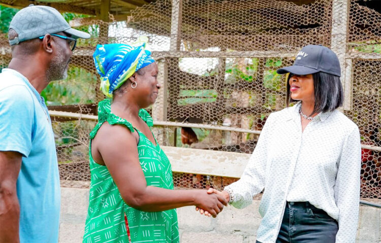 La ministre du Commerce, des PME-PMI et de l’Entrepreneuriat des Jeunes, Zenaba Gninga Chaning, lors de sa visite de terrain.